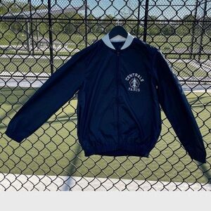 Vtg 80s Centrale Paris Bee Logo Bomber Jacket Blue Relaxed Fit French Ivy